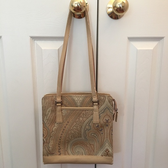 Paisley organizer pockets square purse tan pattern - Picture 2 of 13